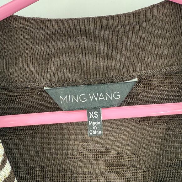 Ming Wang Cardigan Blazer Jacket Size Extra Small Brown Zebra Knit Career Office - Picture 3 of 15